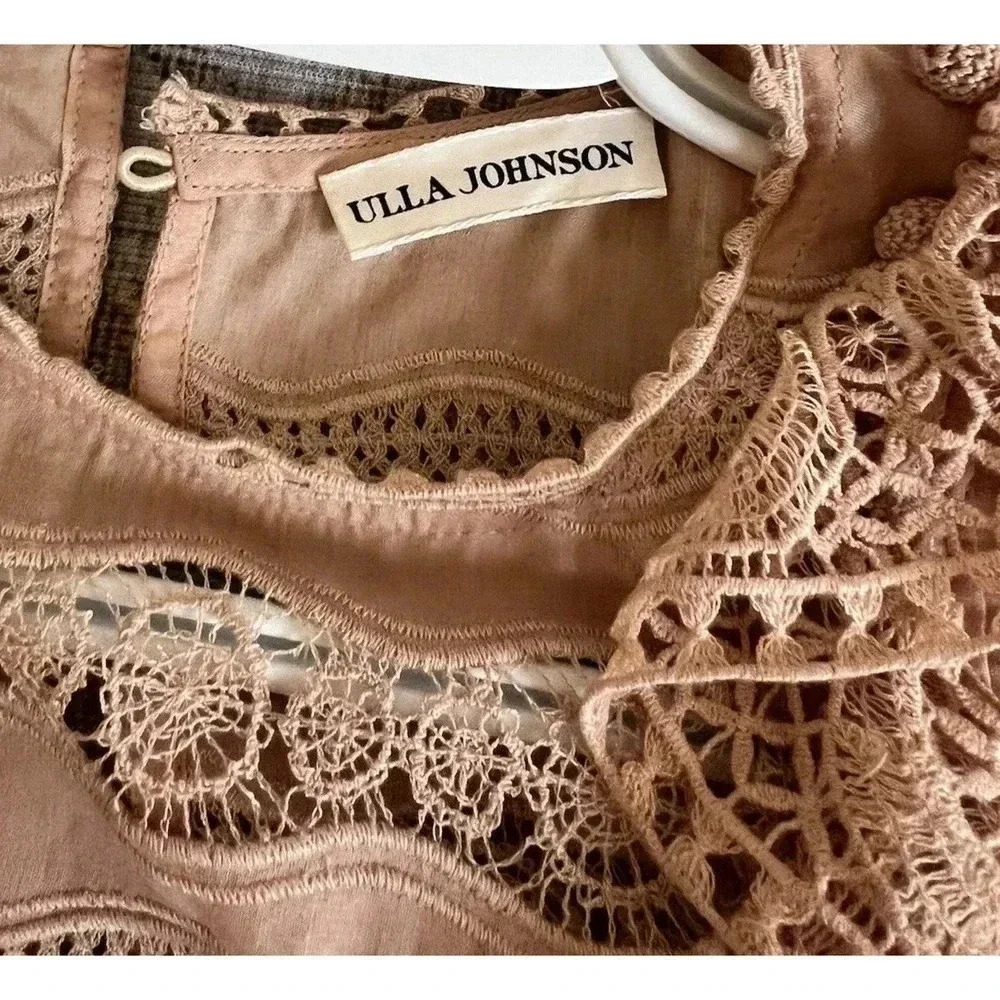 Ulla Johnson Jolie Ruffle Long Sleeve Mini Dress Womens Size 6 Eyelet Crochet - Picture 9 of 11